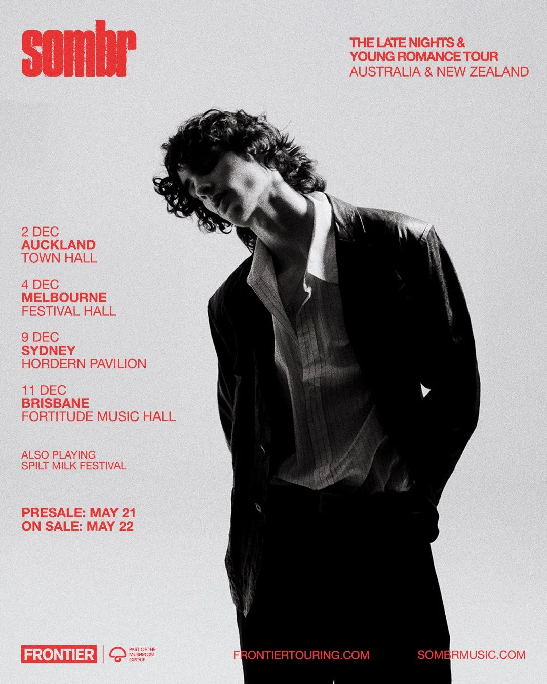 Sombr Late Nights and Young Romance Tour Poster 2025-2026